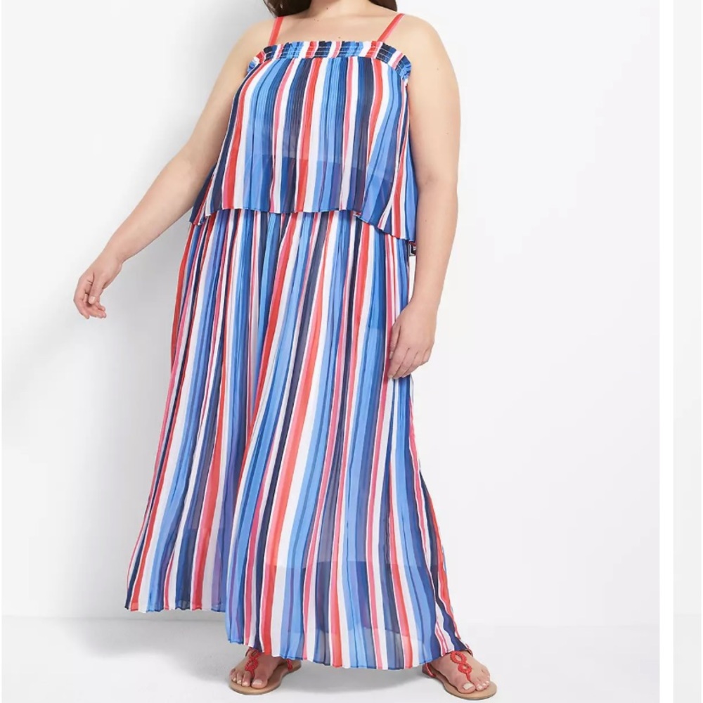 Sleeveless Pleated Two-Tier Maxi Dress 14/16